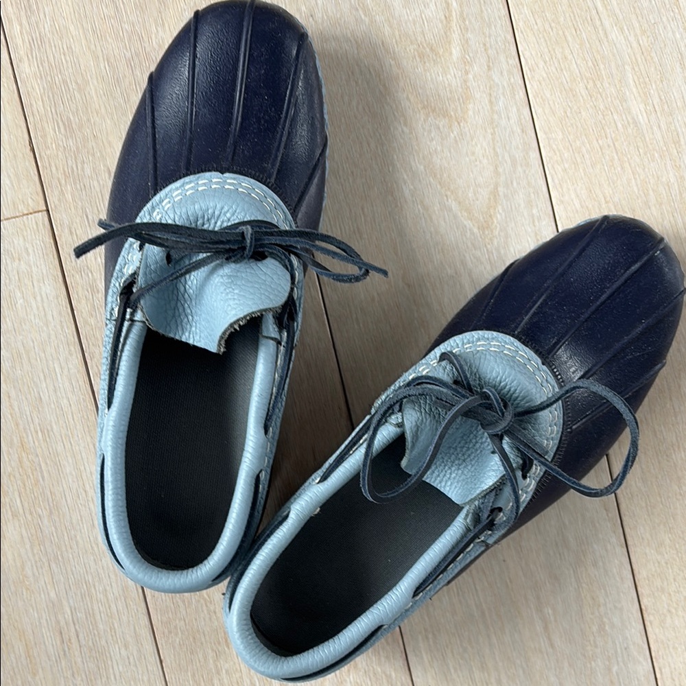 L.L. Bean Navy and Light Blue Duck Boots